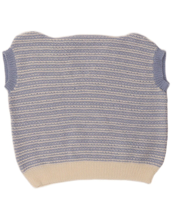 VINTAGE Chaleco de mujer Camiseta sin mangas Reino Unido 18 XL Rayas azules