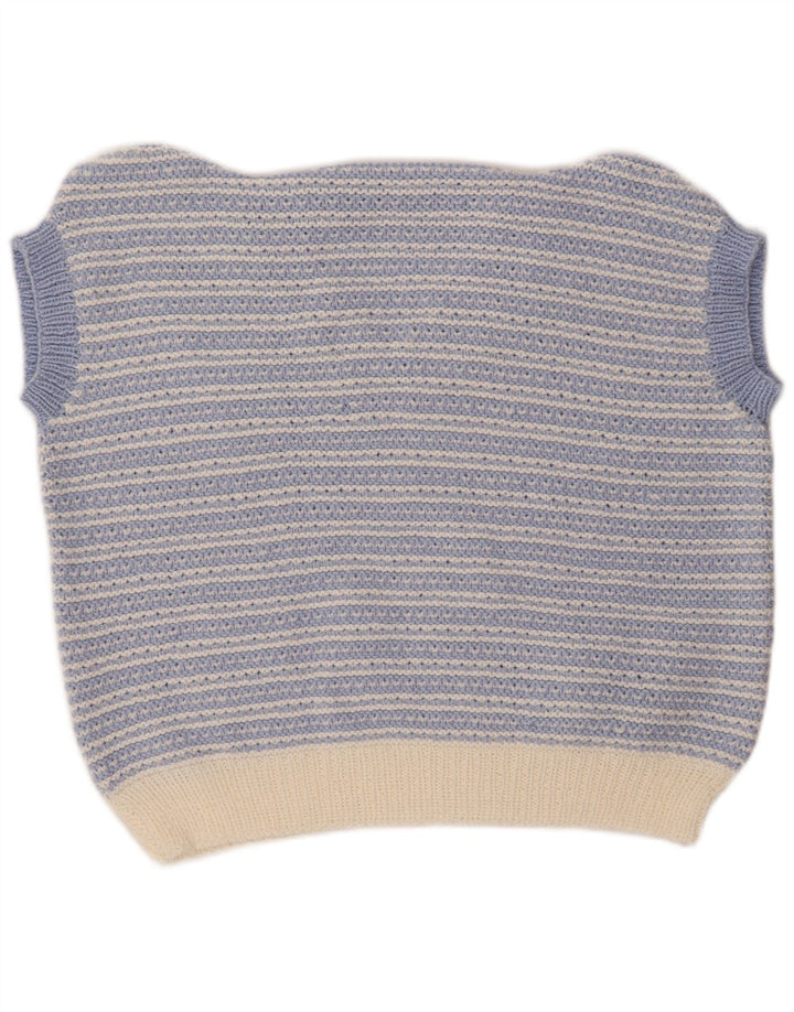 VINTAGE Chaleco de mujer Camiseta sin mangas Reino Unido 18 XL Rayas azules