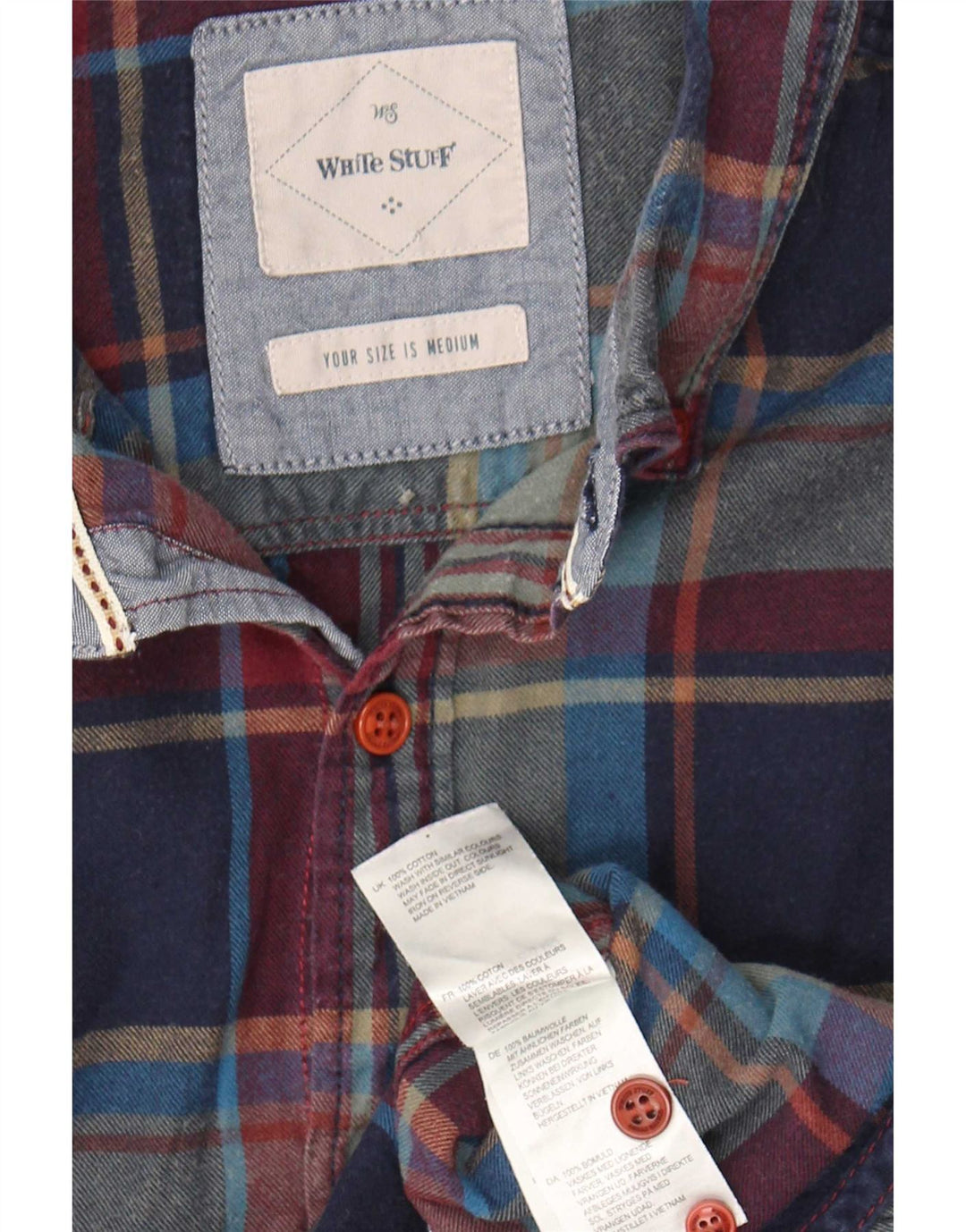 Camisa de franela para hombre de White Stuff de algodón a cuadros en azul marino medio