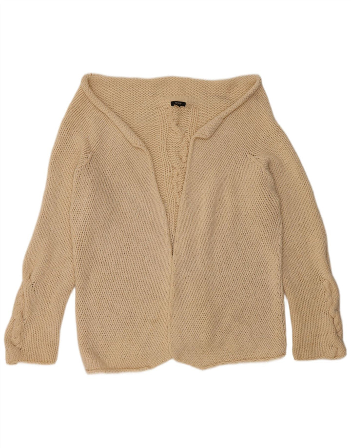HOBBS Womens Open Cardigan Sweater UK 16 Large Beige Lambswool