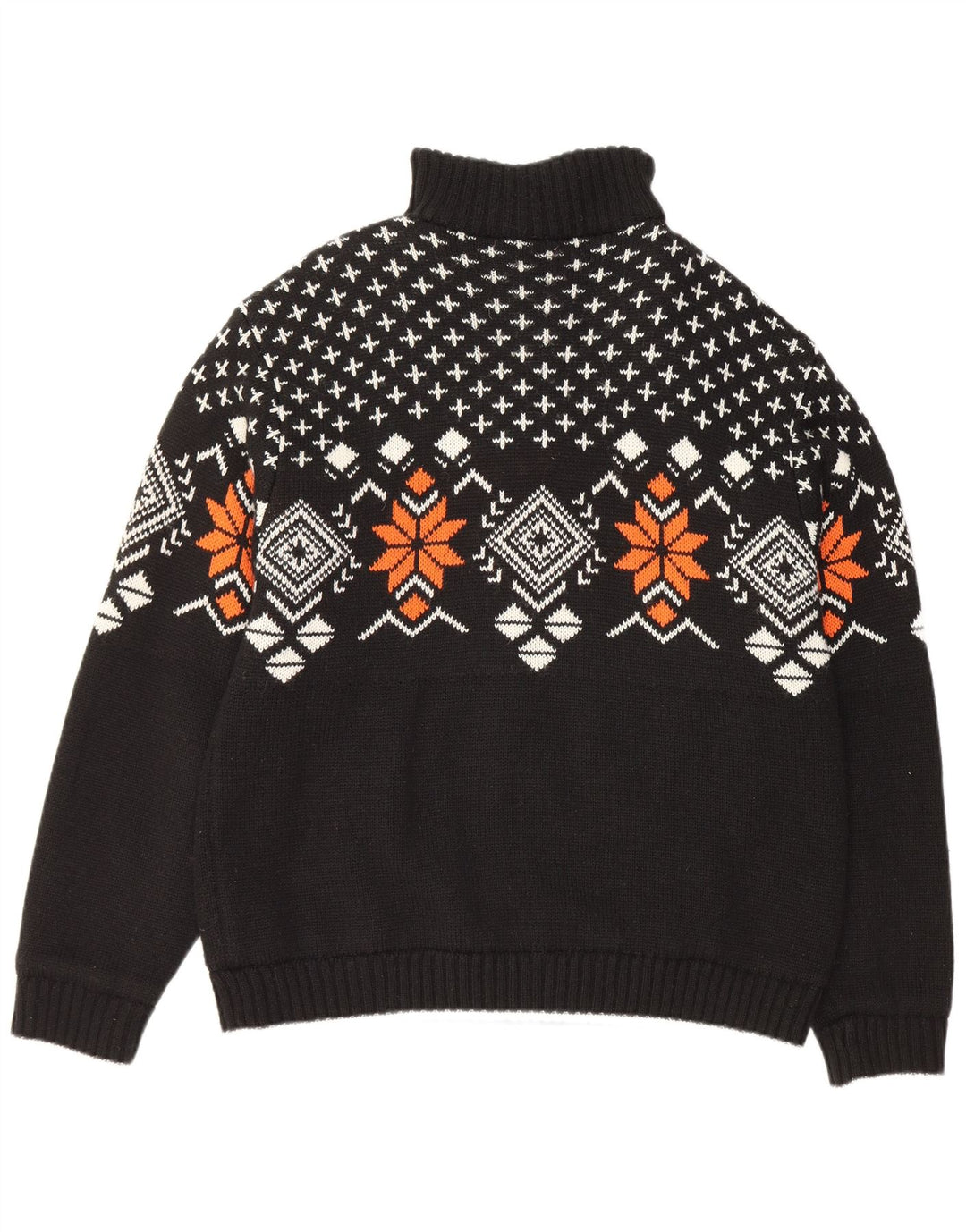 VINTAGE Hombres Zip Neck Jumper Suéter IT 52/54 Grande Negro Fair Isle