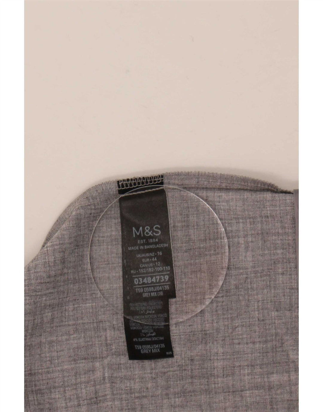 Marks & Spencer Chaqueta Blazer Abierta de Manga 3/4 para Mujer UK 46 Grande Gris