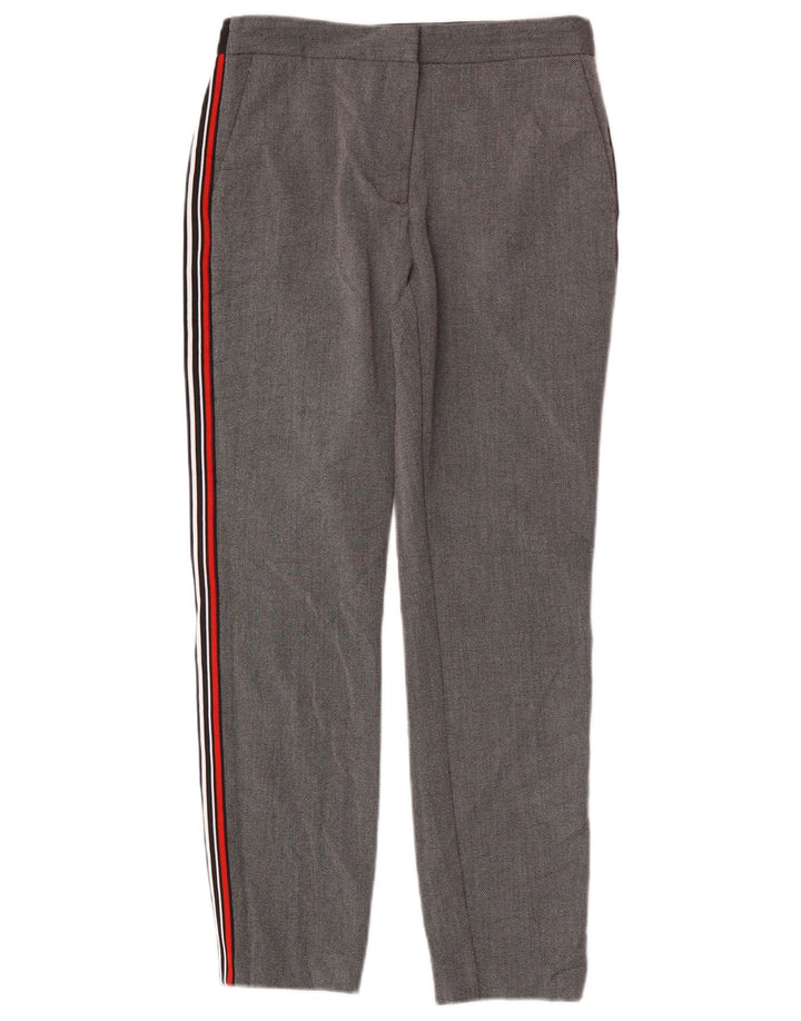 Zara Mujer Pantalón Chino Slim Medium W28 L27 Poliéster Color Block Gris