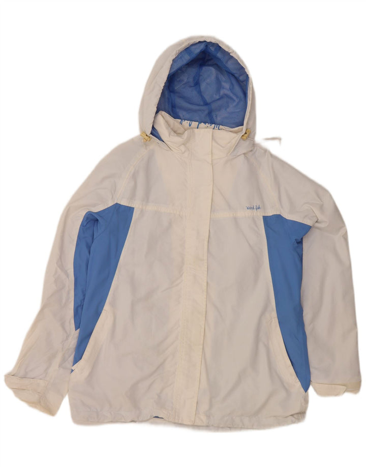 Weird Fish Chaqueta impermeable con capucha para mujer UK 40 Large White Colourblock Nylon