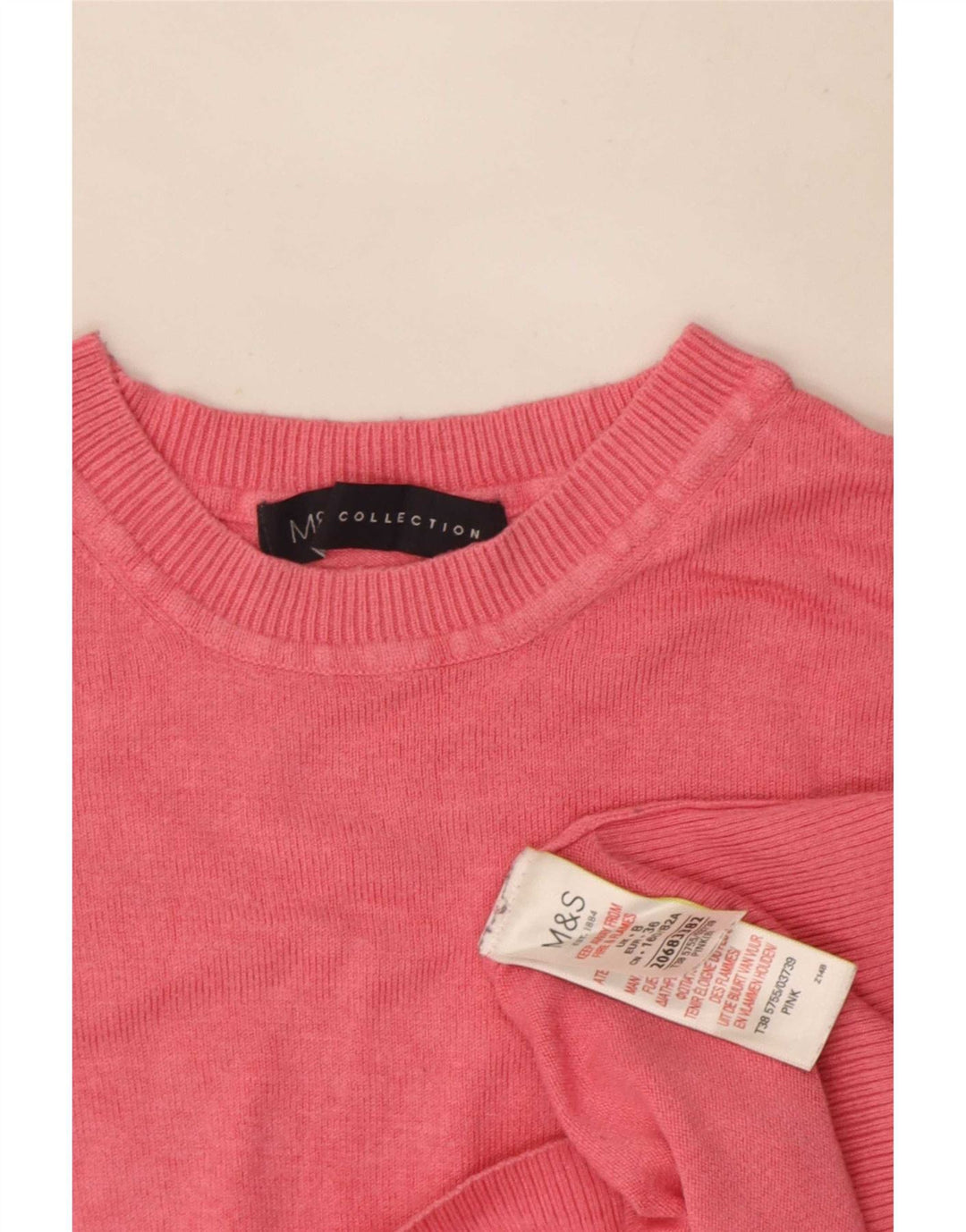 Marks & Spencer Suéter de Cuello Redondo para Mujer UK 8 Small Pink