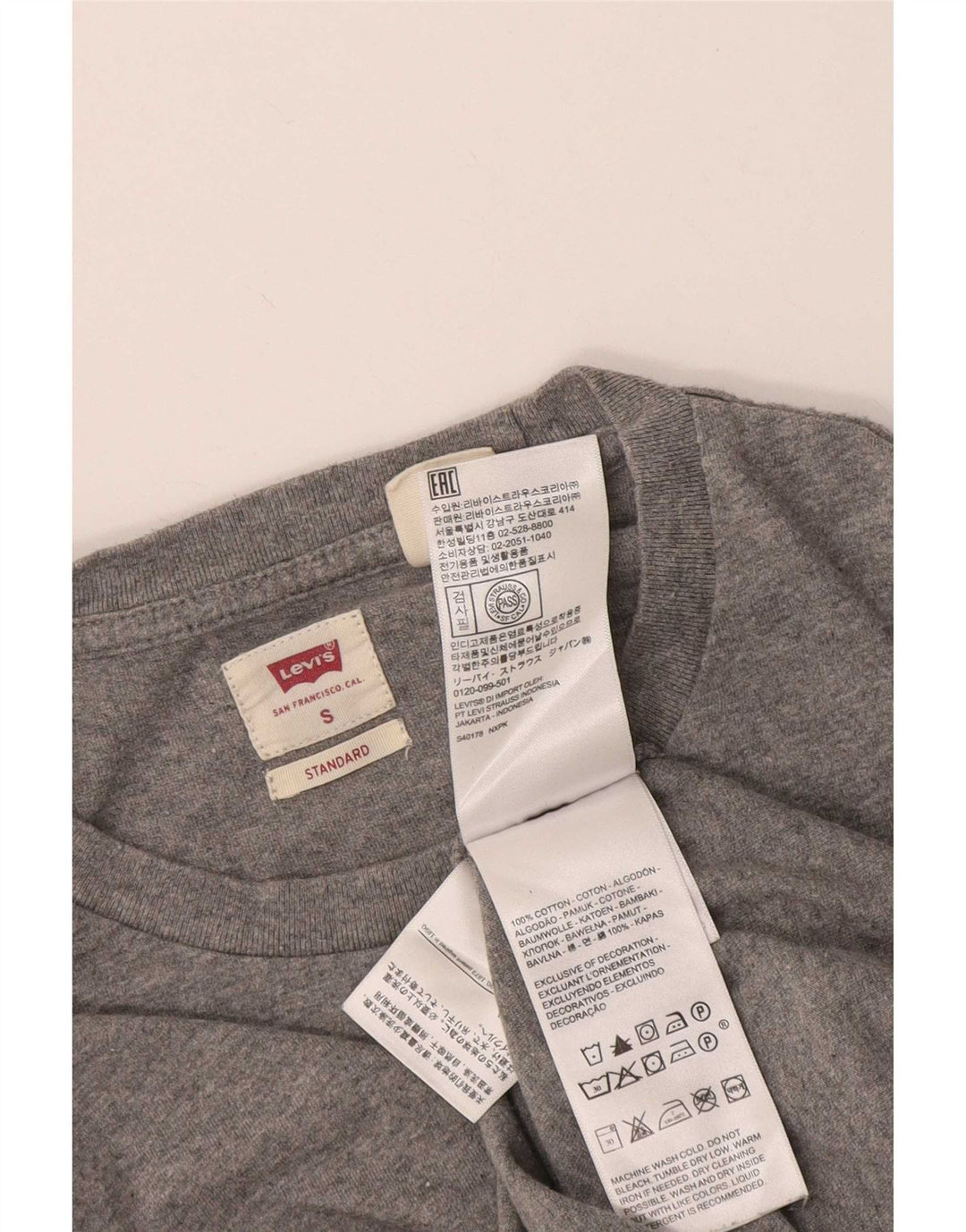 Levi's Top de corte estándar para hombre, manga larga, algodón moteado gris pequeño