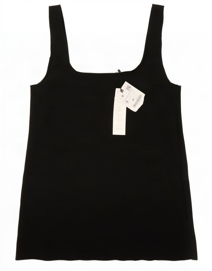 Zara Mujer Cami Top UK 10 Small Viscosa Negra