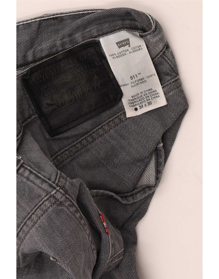 Levi's Hombre 511 Slim Jeans W34 L30 Algodón Gris