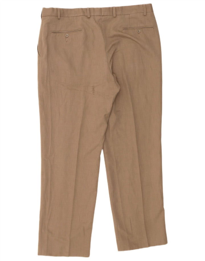 Marks & Spencer Pantalón de traje recto para hombre W38 L31 Poliéster beige