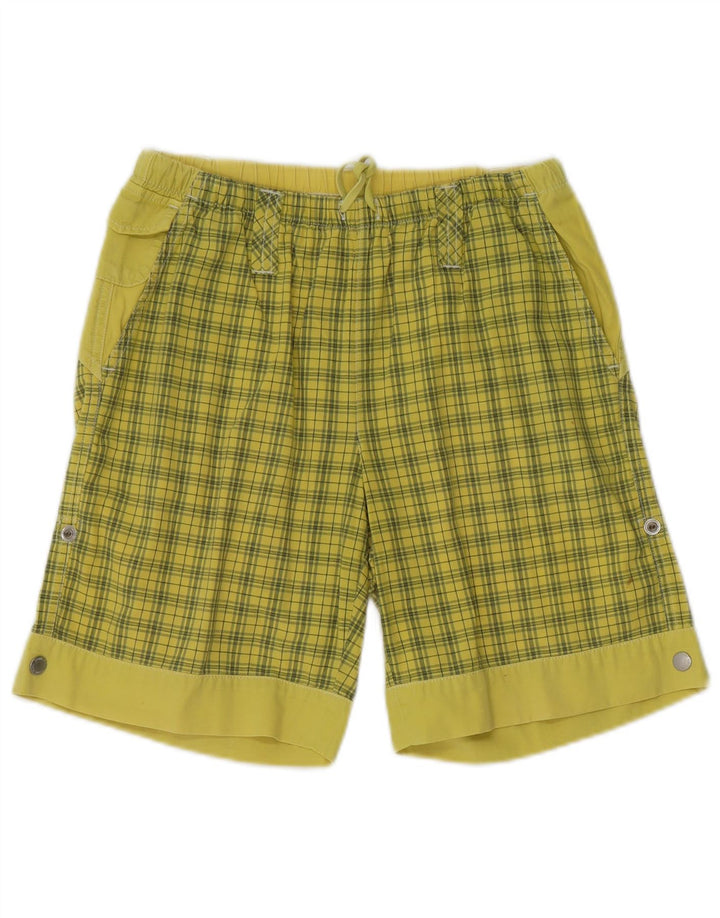 Think Pink Pantalones cortos chinos para hombre pequeños W29 Algodón a cuadros amarillos