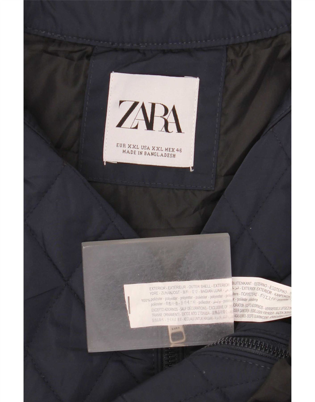 Zara Mens Chaleco Acolchado UK 44 2XL Azul Marino Poliéster