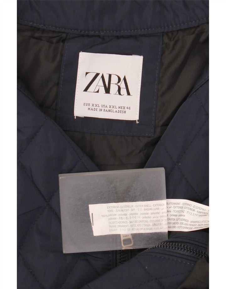 Zara Mens Chaleco Acolchado UK 44 2XL Azul Marino Poliéster