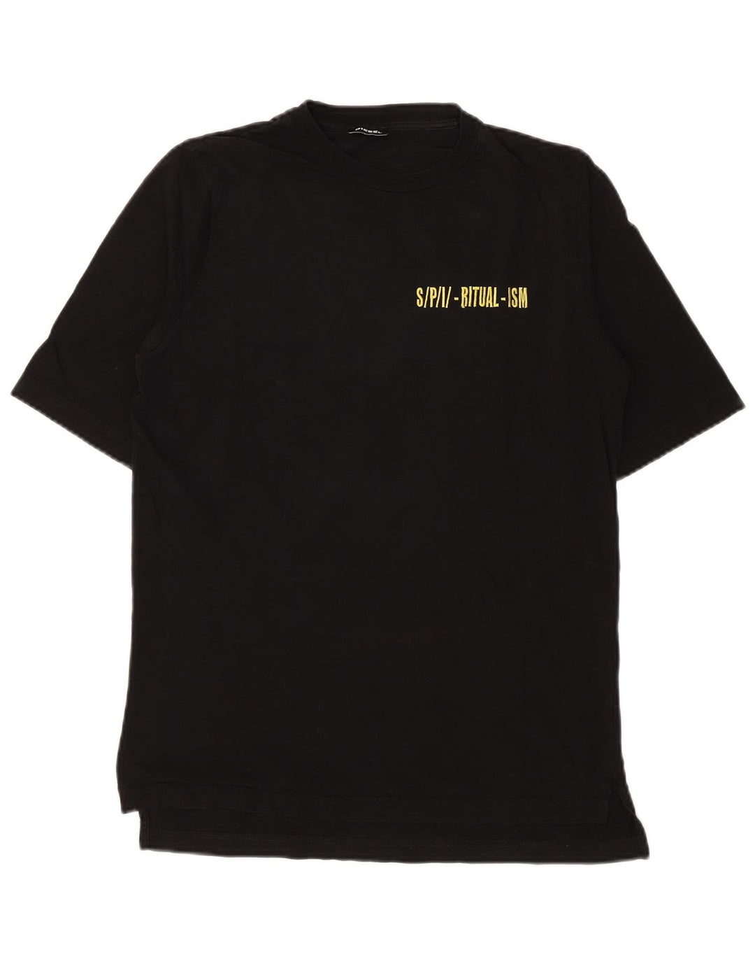 Diesel Hombre Camiseta Gráfica Top Pequeño Algodón Negro