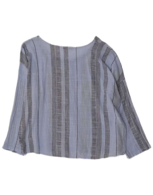 PIAZZA ITALIA Blusa de manga larga para mujer UK 46 Grande Azul Rayas