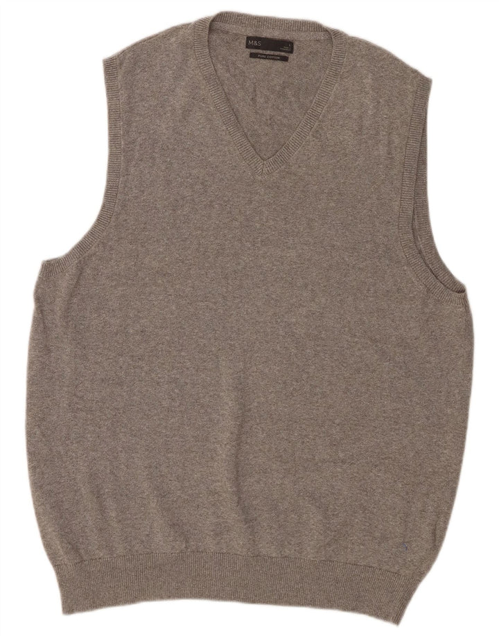 Marks & Spencer - Camiseta sin mangas para hombre, talla grande, algodón gris