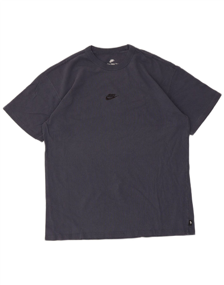 Nike - Camiseta holgada para hombre, parte superior de algodón azul marino mediano