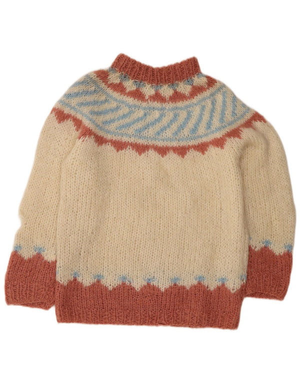 Vintage mujer tortuga cuello jersey suéter Reino Unido 14 medio beige Fair Isle