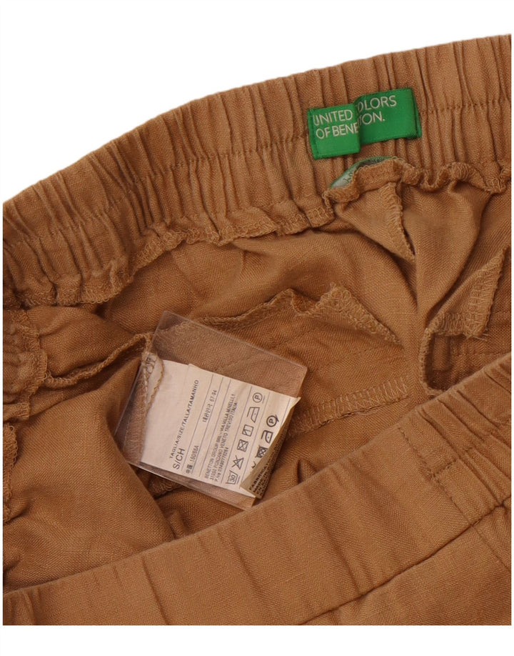 Pantalones Casuales Cónicos De Mujer Benetton Pequeño W26 L25 Lino Beige