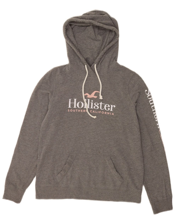 Hollister Mujer Graphic Relaxed Fit Sudadera con capucha Jumper UK 10 Small Gris Algodón