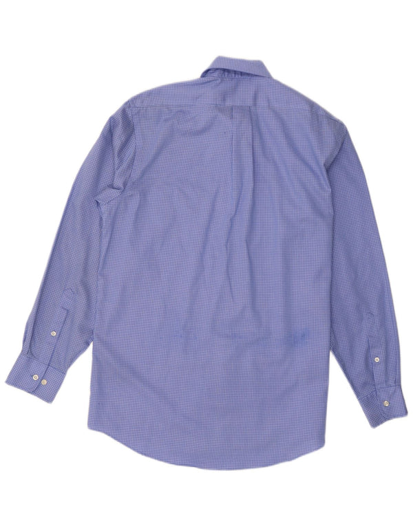 Chaps Camisa para hombre talla 15 1/2 algodón a cuadros azul mediano