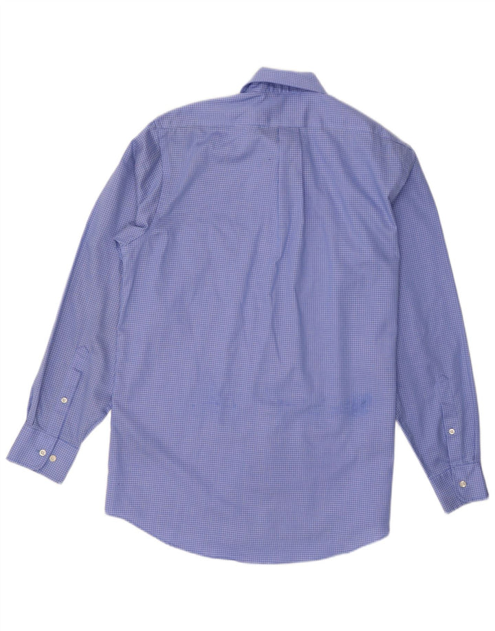 Chaps Camisa para hombre talla 15 1/2 algodón a cuadros azul mediano
