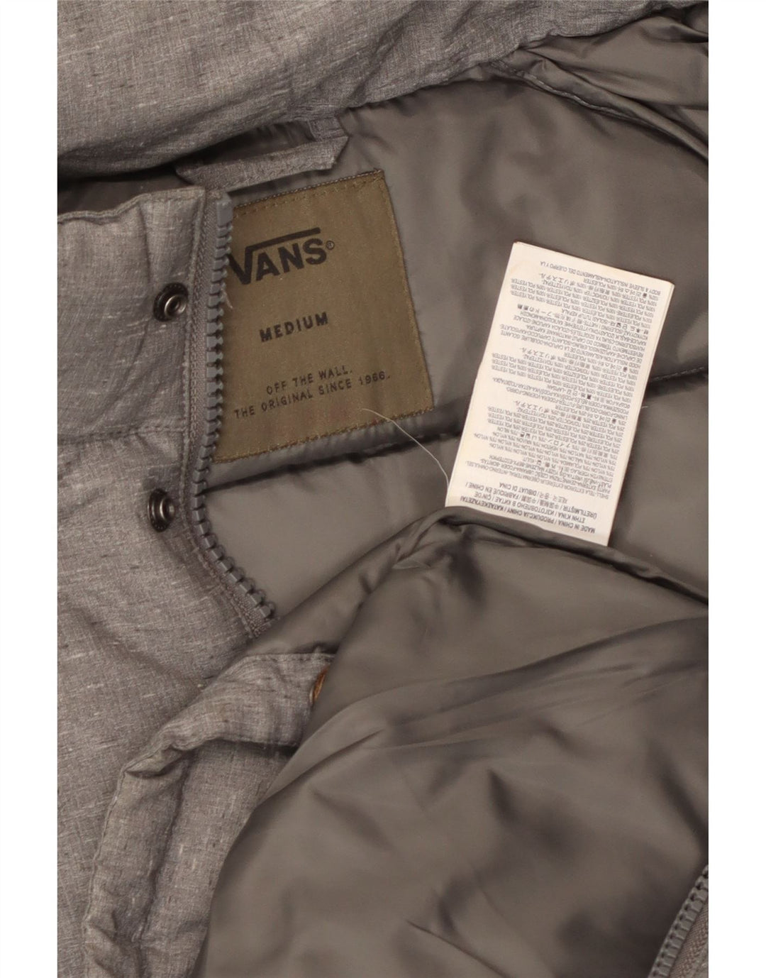 VANS Chaqueta acolchada con capucha para hombre UK 38 Medium Grey Nylon