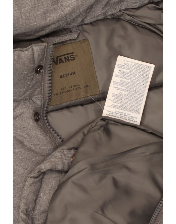 VANS Chaqueta acolchada con capucha para hombre UK 38 Medium Grey Nylon