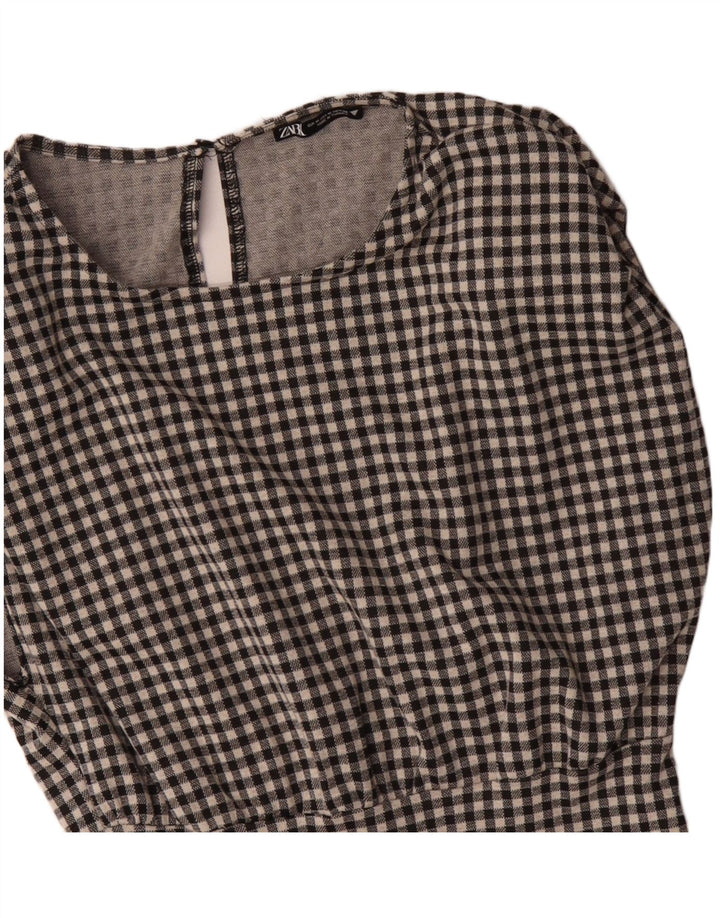 Zara Vestido recto sin mangas para mujer UK 44 Mediano Algodón a cuadros negro