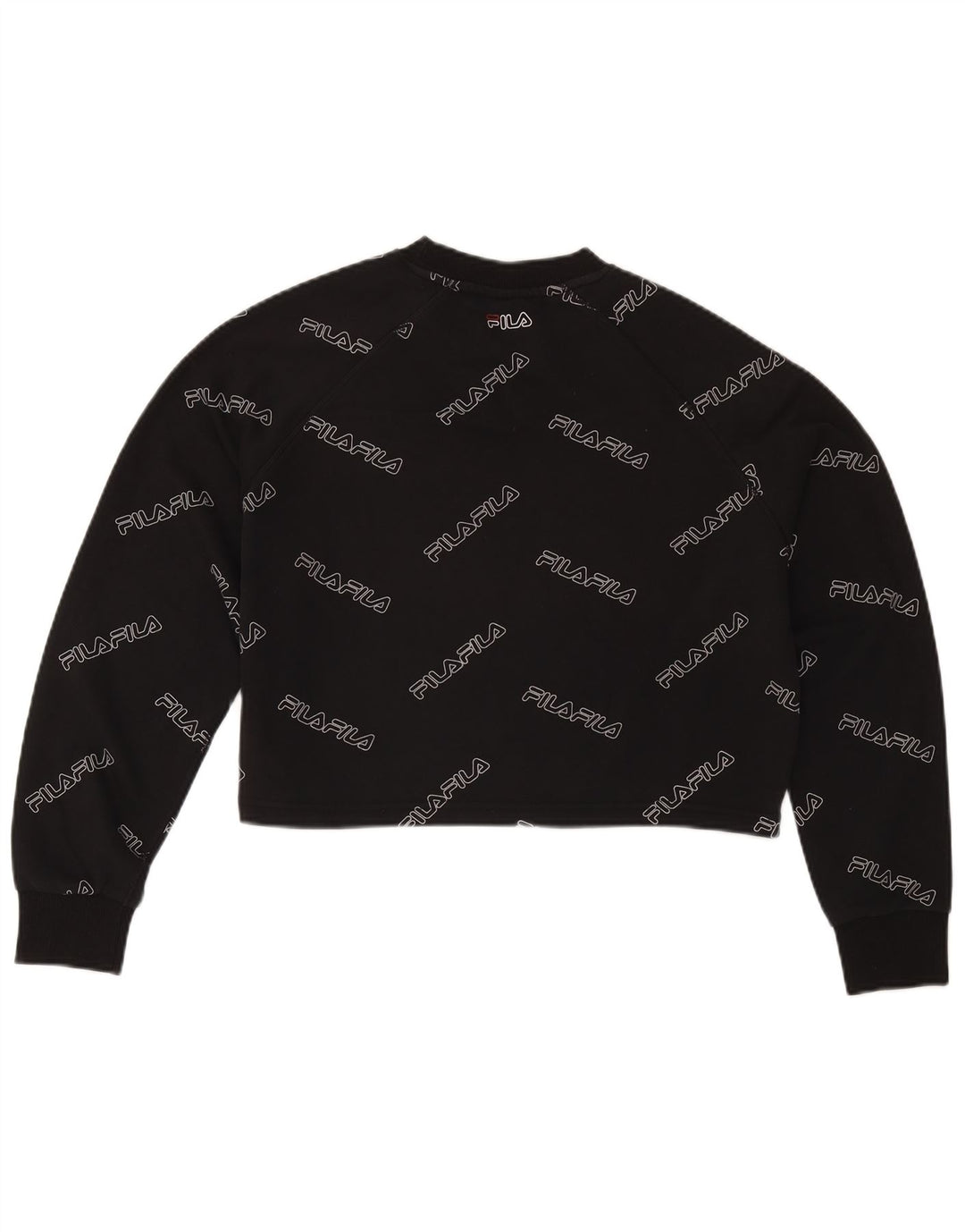 Fila Mujer Oversize Graphic Crop Sudadera Jumper UK 10 Small Negro
