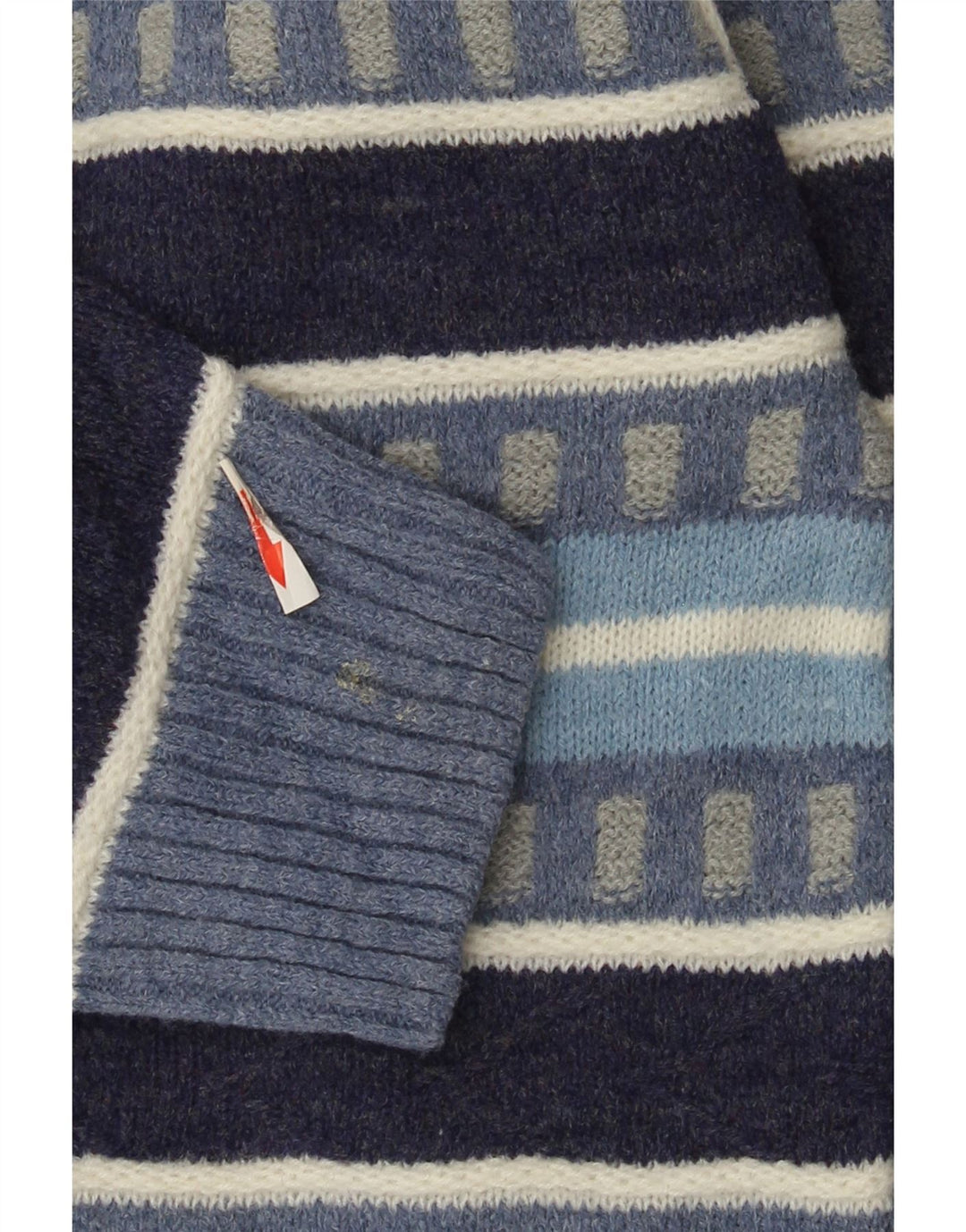Kappa Hombre Polo Neck Jumper Sweater Large Lana A Rayas Azul