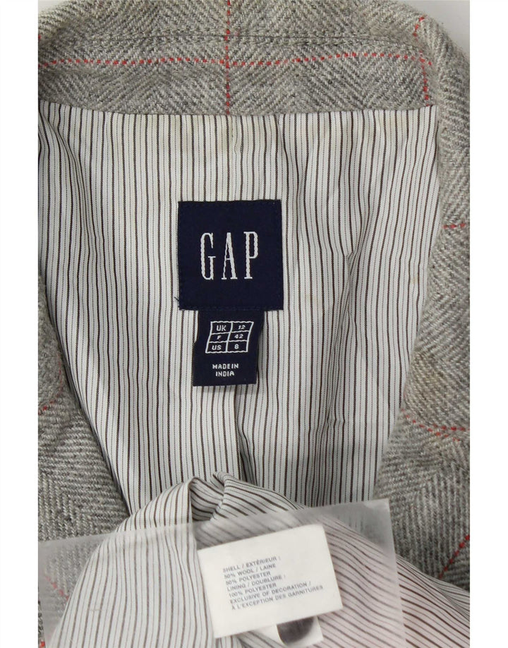 Gap Chaqueta tipo blazer de 3 botones para mujer UK 40 Lana a cuadros gris medio