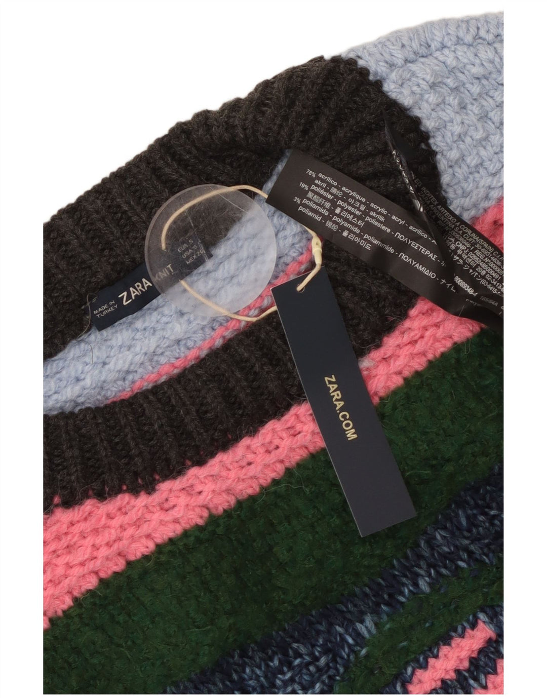 ZARA Jersey oversize con cuello redondo para mujer, talla 40, talla S, multicolor