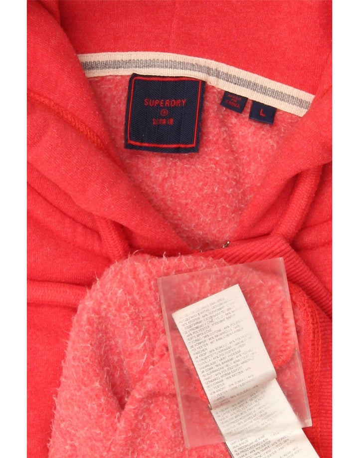 Superdry Sudadera con capucha y cremallera para hombre, tamaño grande, algodón rojo