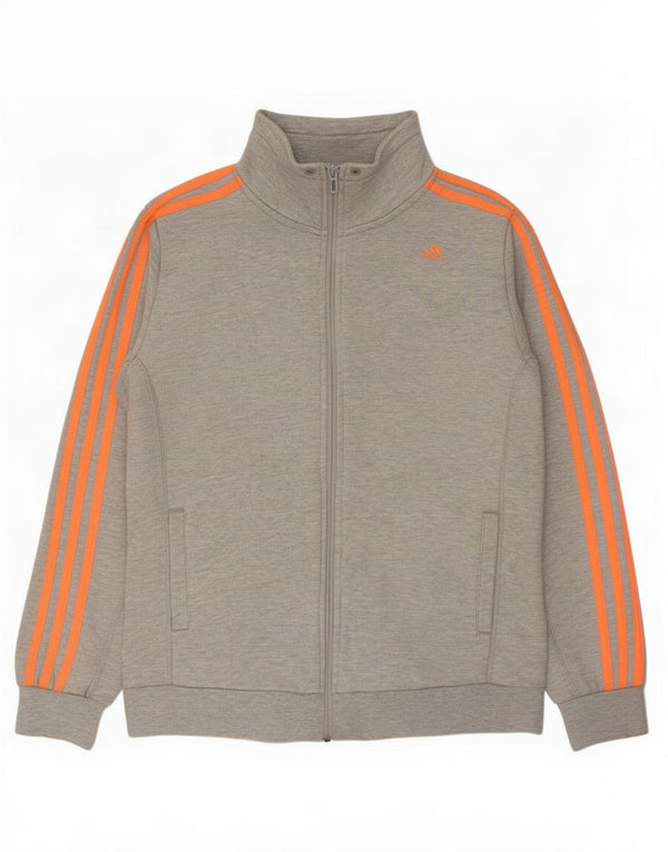 Adidas Womens Climalite Tracksuit Top Jacket UK 12/14 Medium Grey Flecked