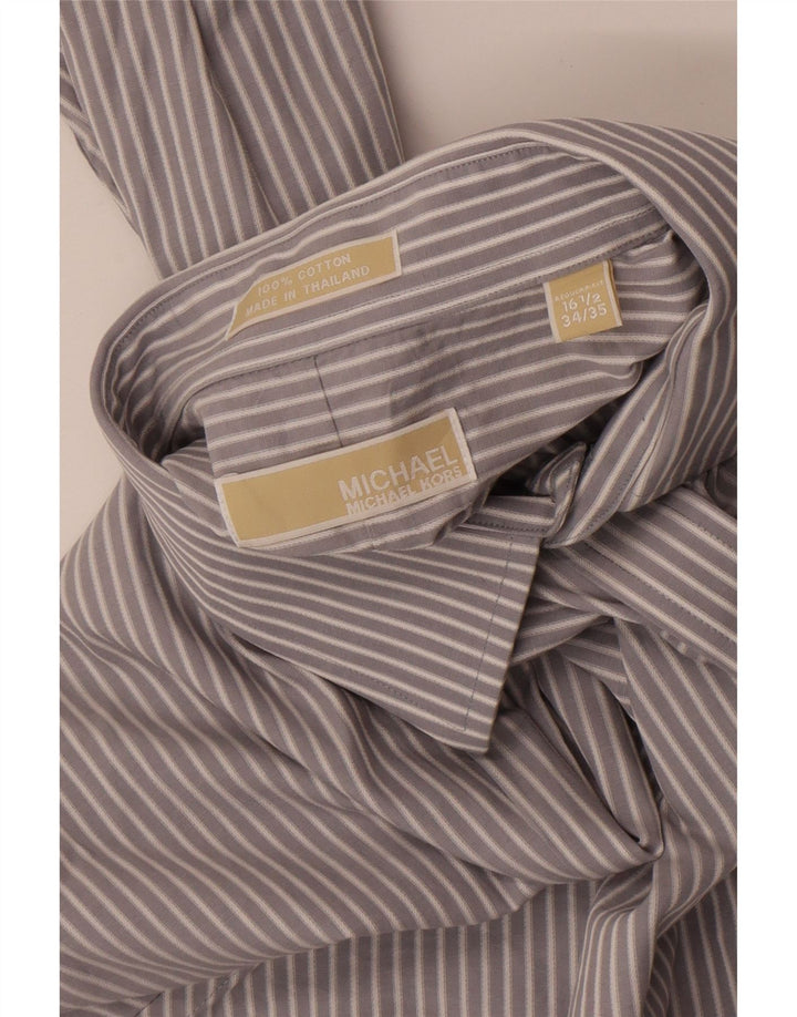 Michael Kors Camisa para hombre Talla 16 1/2 Grande Algodón a rayas gris