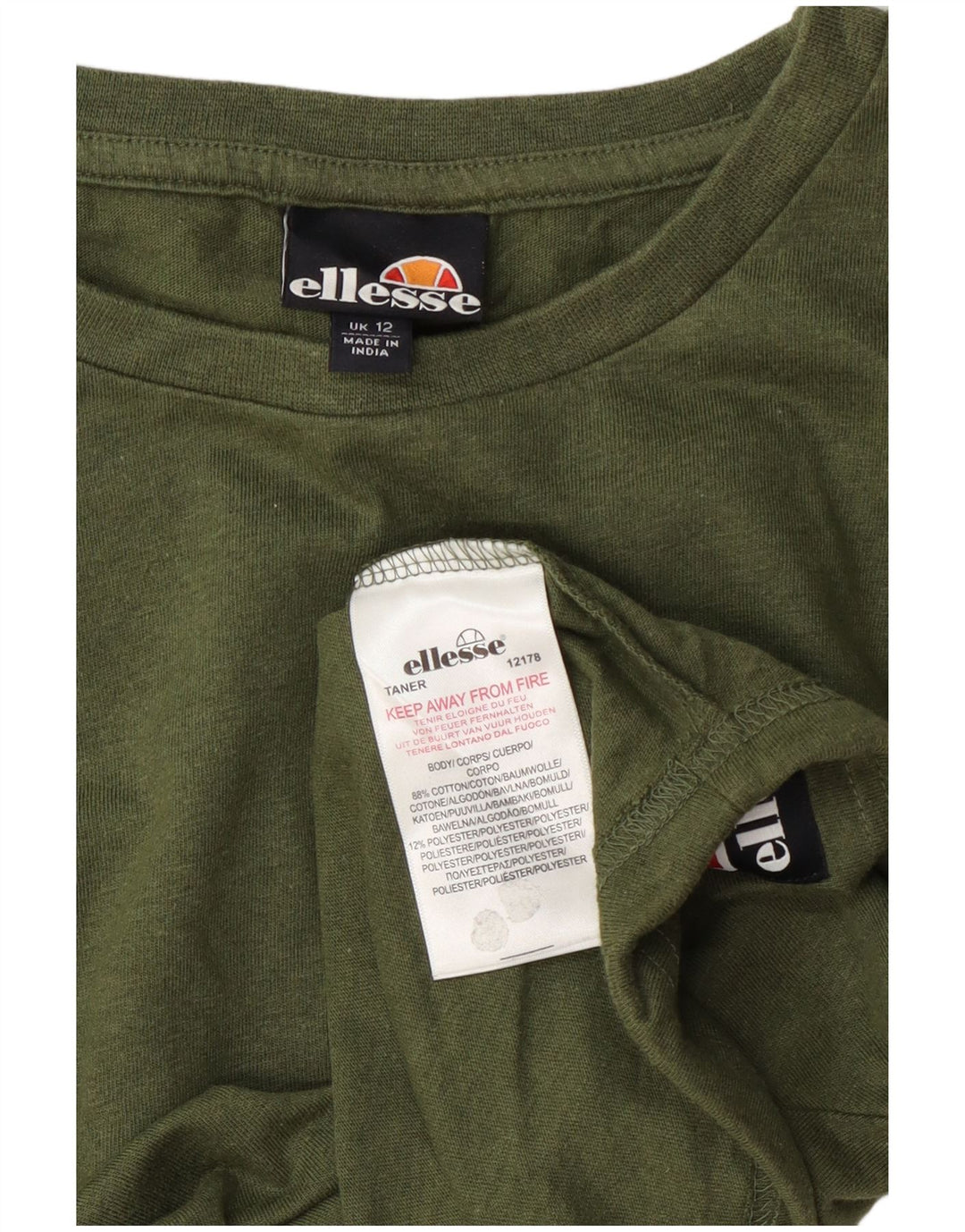 Ellesse Top corto para mujer de manga larga UK 42 Algodón verde medio
