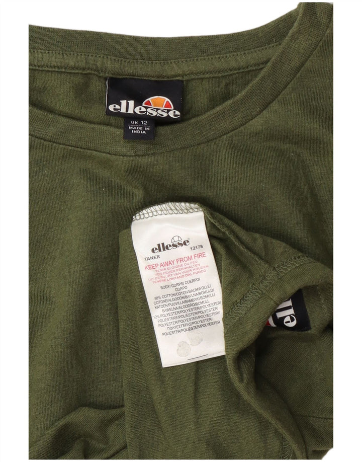 Ellesse Top corto para mujer de manga larga UK 42 Algodón verde medio