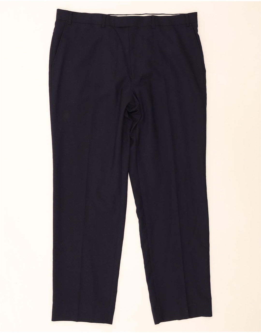 Marks & Spencer Pantalón de traje de corte regular para hombre W38 L31 Lana azul marino
