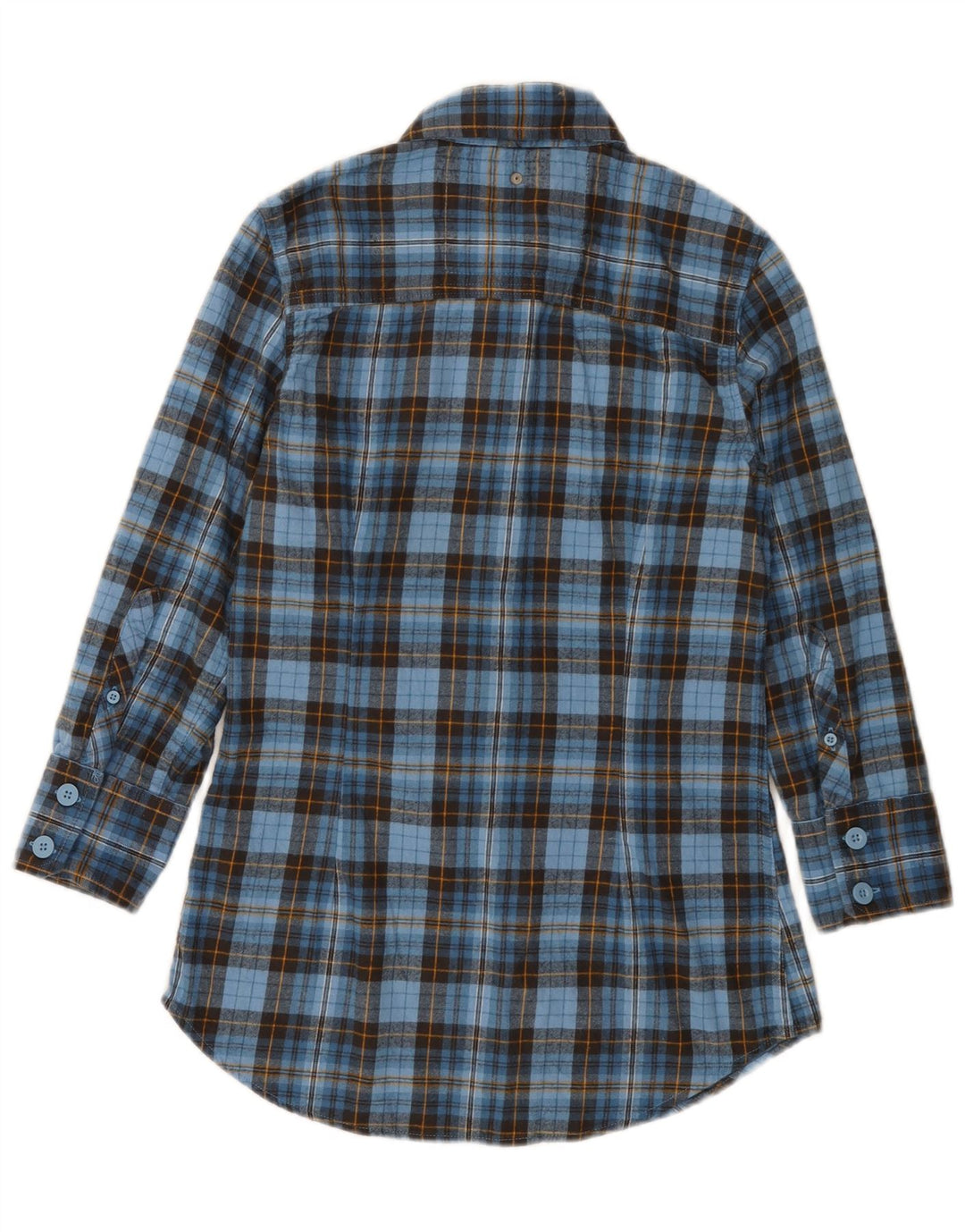 SUPERDRY Camisa de franela de manga 3/4 para mujer UK 40 Small Blue Check Cotton