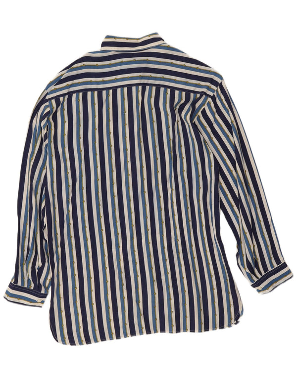 Marina Yachting Blusa Camisa Mujer UK 44 Viscosa Rayas Azul Medio