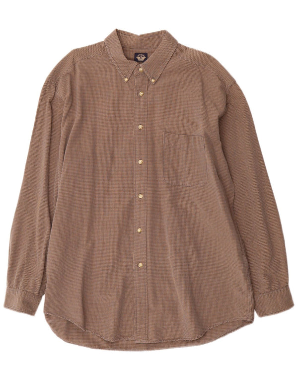 Dockers Camisa Hombre XL Marrón Cuadros Algodón