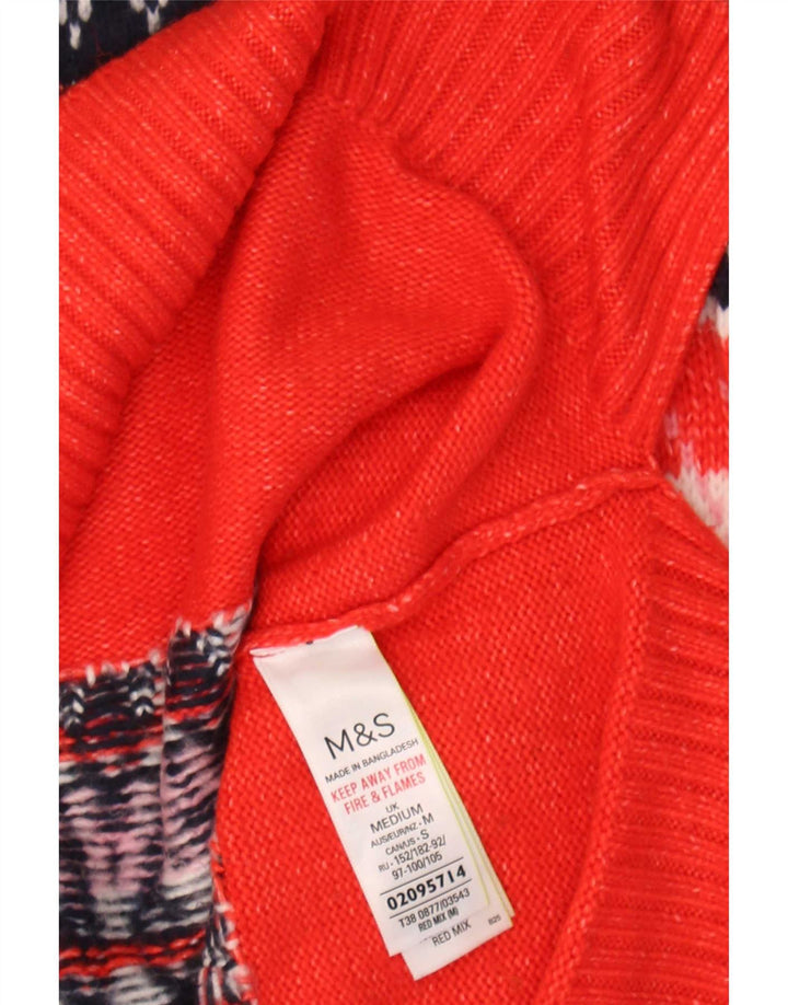 Marks & Spencer Suéter tipo jersey con cuello barco para mujer Reino Unido 40 Mediano Rojo Fair Isle