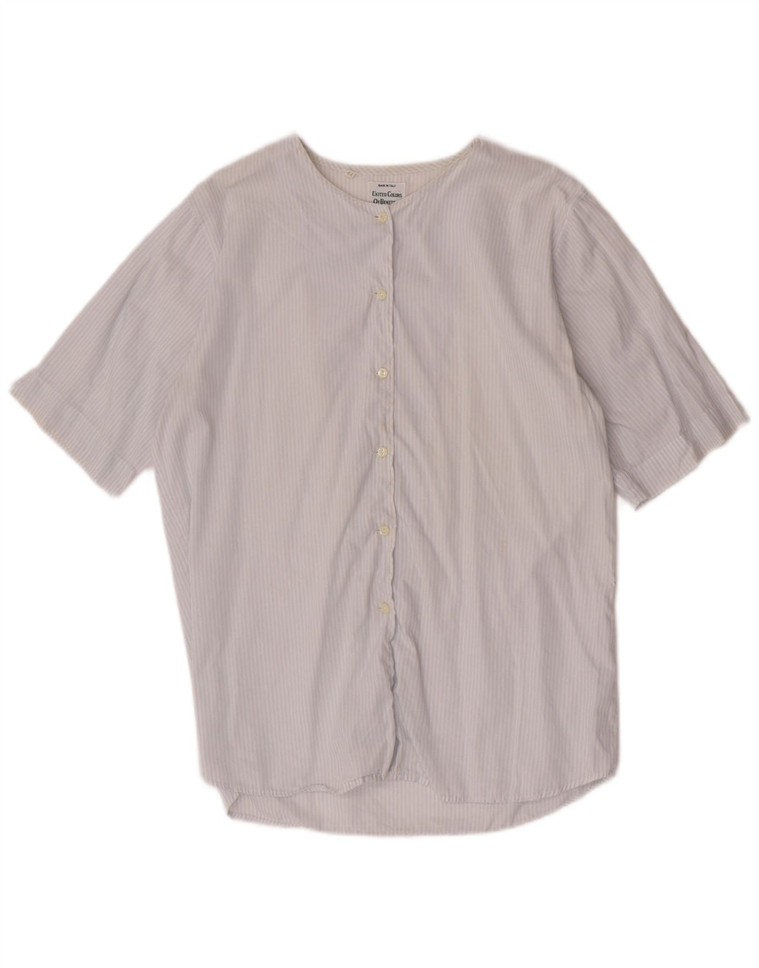 Benetton Blusa Camisera De Manga Corta IT 44 Azul Medio Raya diplomática