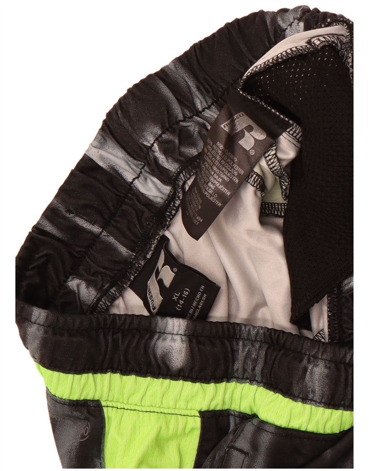 Russell Athletic Pantalones cortos deportivos para niños 14-15 años XL Negro Tie Dye Poliéster