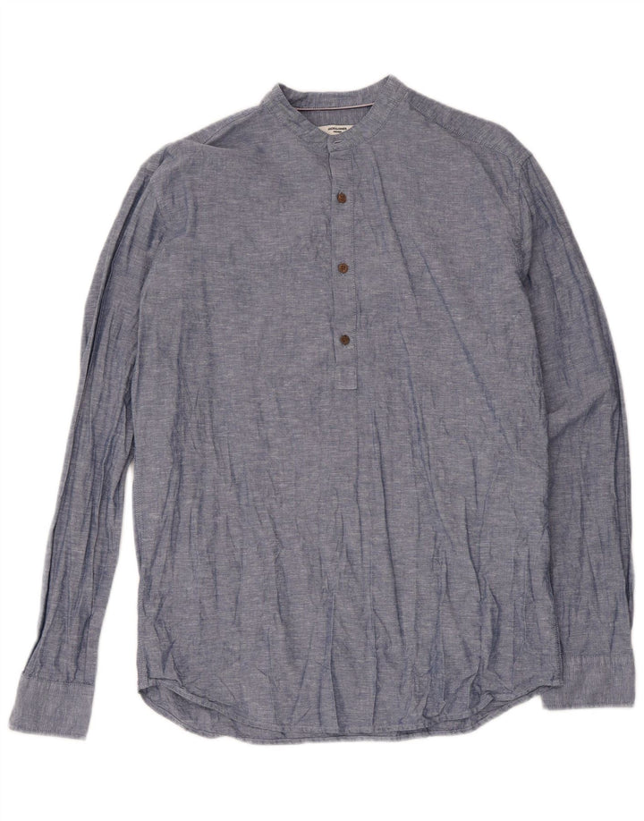 Jack & Jones Hombre Slim Fit Camisa tipo jersey de algodón moteado en azul medio
