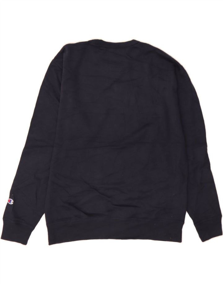 CHAMPION Mens Graphic Sweatshirt Jumper Large Navy Blue Cotton Vintage Champion and Second-Hand Champion from Messina Hembry 