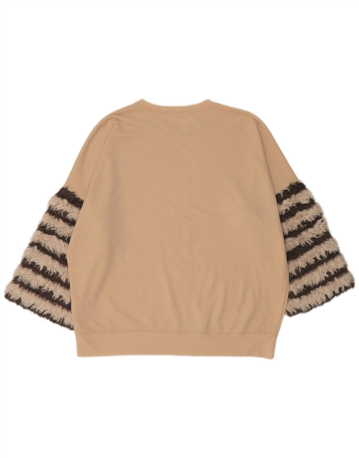 Zara Mujer Sudadera Oversize Manga 3/4 Jersey UK 44 Medium Beige