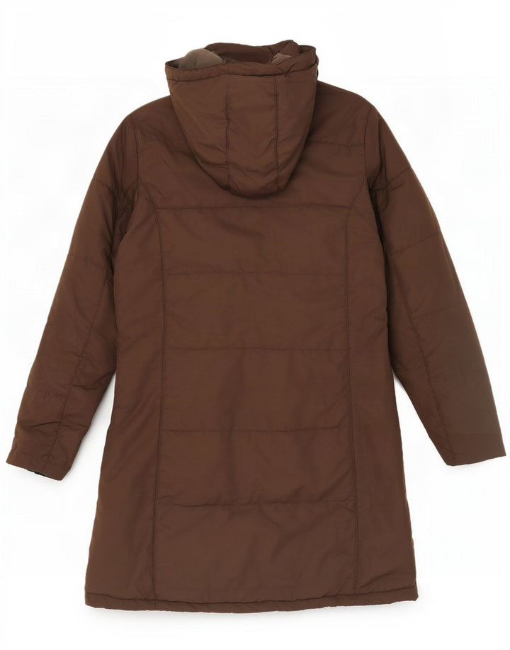 Jack Wolfskin Abrigo acolchado con capucha para mujer UK 12/14 Marrón medio Poliéster