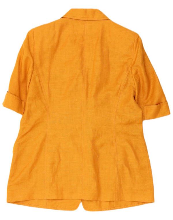 Chaqueta Blazer Abierta de Manga Corta para Mujer Michel Crouzet IT 48 XL Lino Naranja