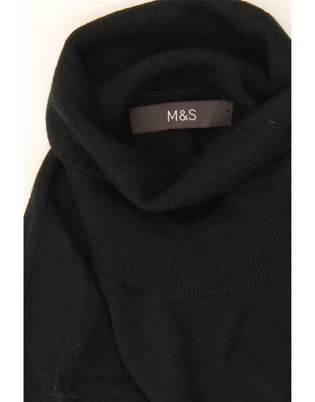 Marks & Spencer Jersey con Cuello Redondo para Hombre de Lana Merino Negra Mediana